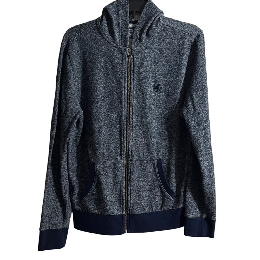 Express Blue Zip-Up Sweater with Cozy Knit